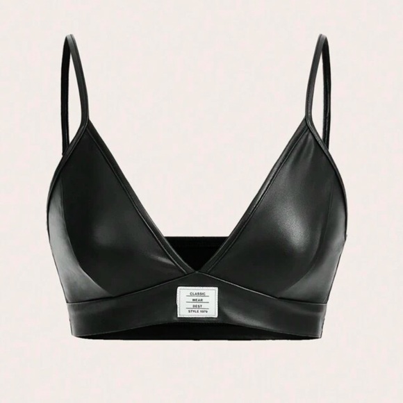 •All Edge• Black Faux Leather Bralette - Picture 1 of 3